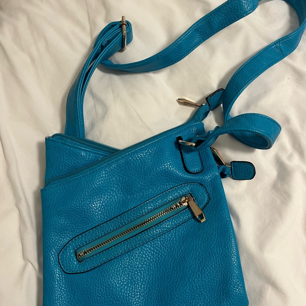 Stylish Blue Leather Crossbody Bag